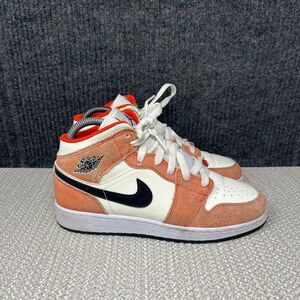 Nike Air Jordan 1 Mid Team Orange Black Suede Shoes Women’s 7 5.5Y DV1336-800